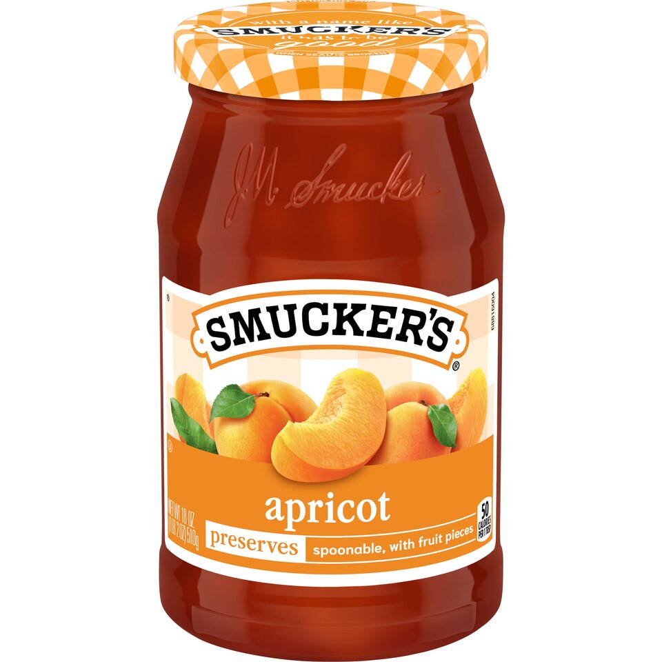 Apricot Preserves front center with packaging