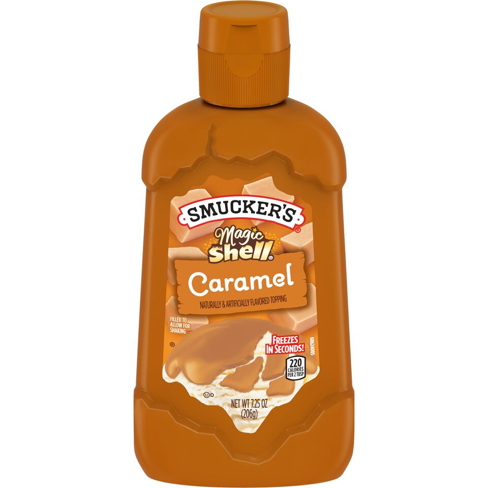 Magic Shell® Caramel Topping front center with packaging