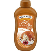 Microwavable Hot Caramel Topping front center with packaging