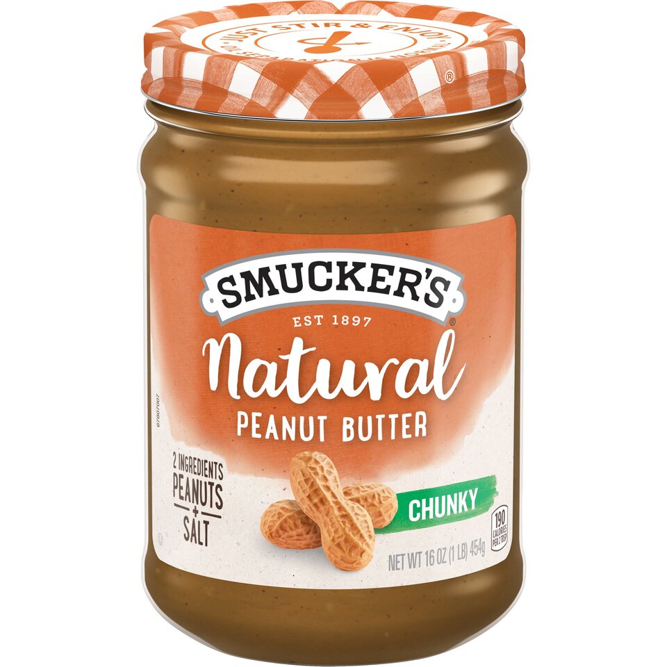 Natural Chunky Peanut Butter front center with packaging