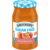 Sugar Free Peach Preserves front center with packaging