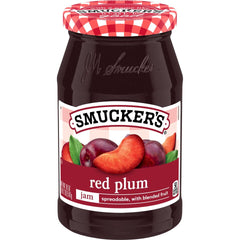 Red Plum Jam front center with packaging