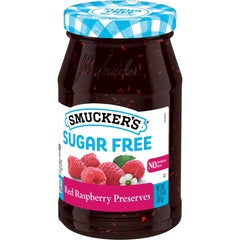 Sugar Free Red Raspberry Preserves front right with packaging