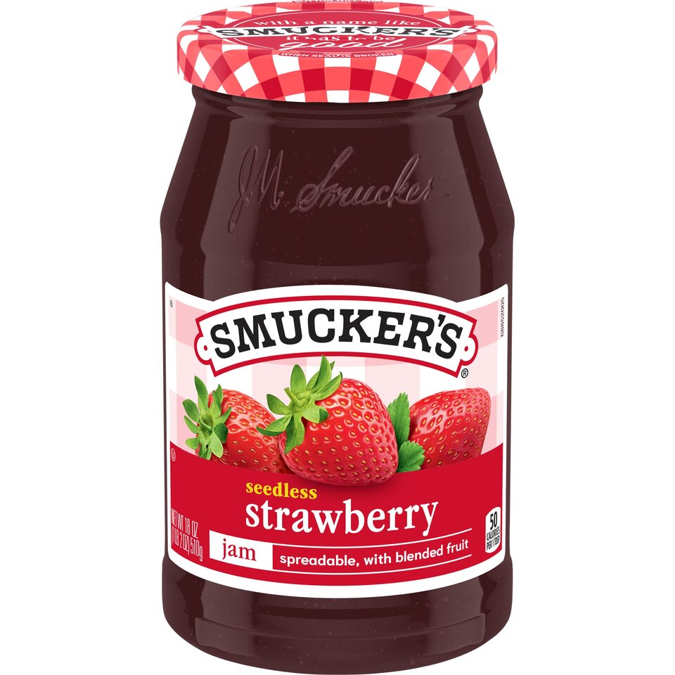 Seedless Strawberry Jam front center with packaging