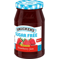 Sugar Free Seedless Strawberry Jam front right with packaging