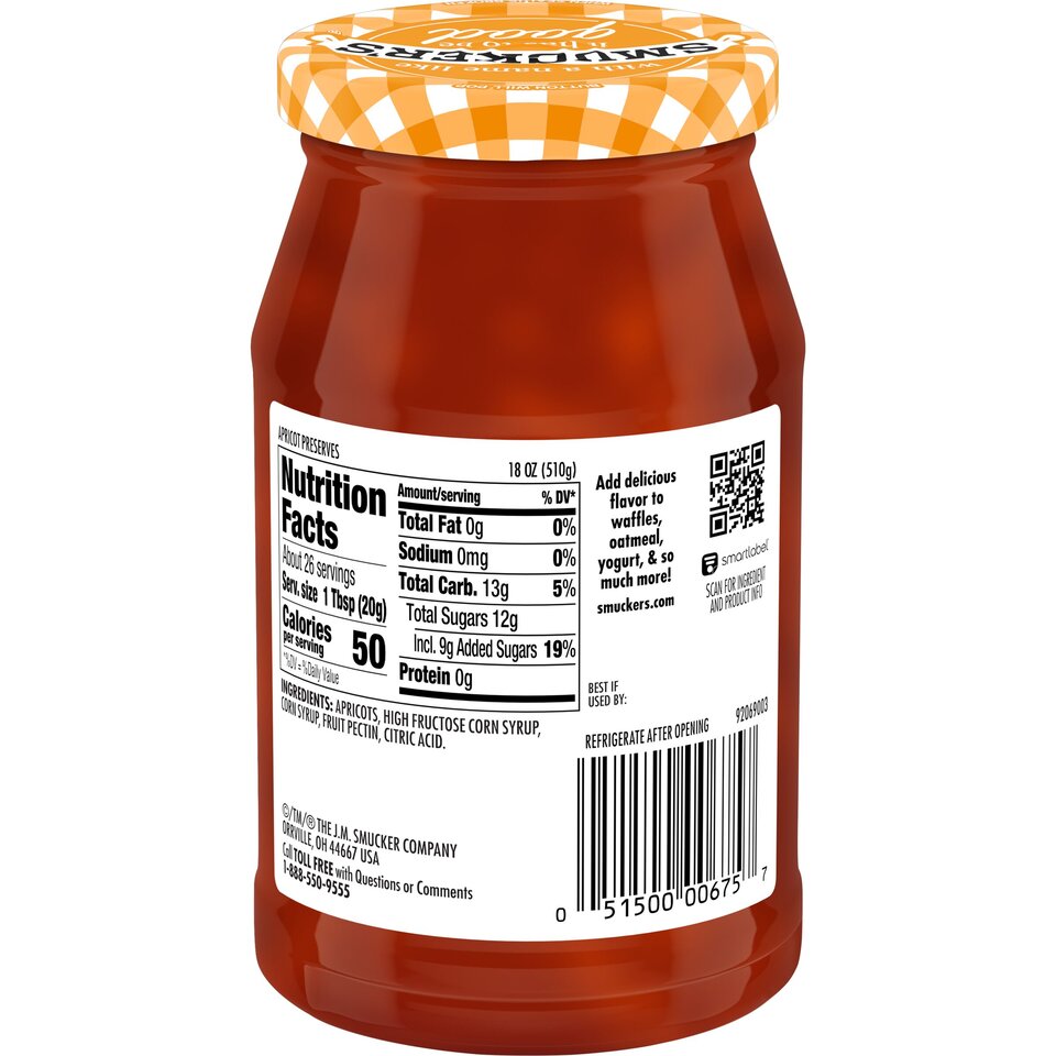 Apricot Preserves back center with packaging