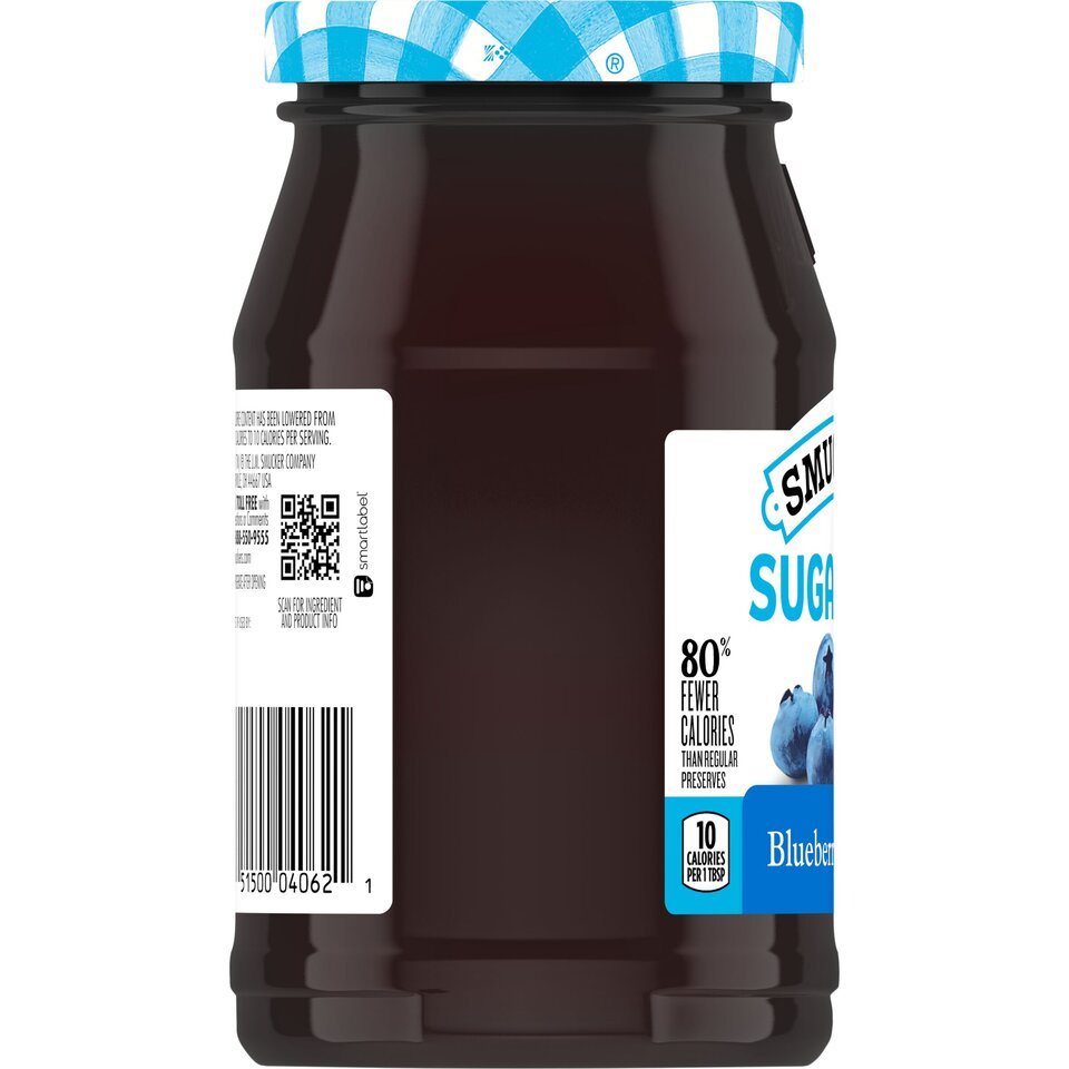 Sugar Free Blueberry Preserves left with packaging