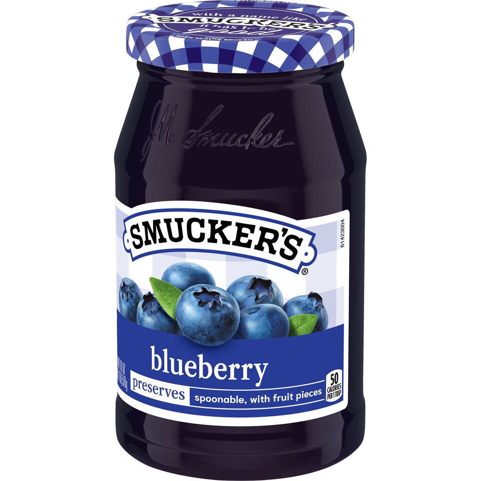 Blueberry Preserves front right with packaging