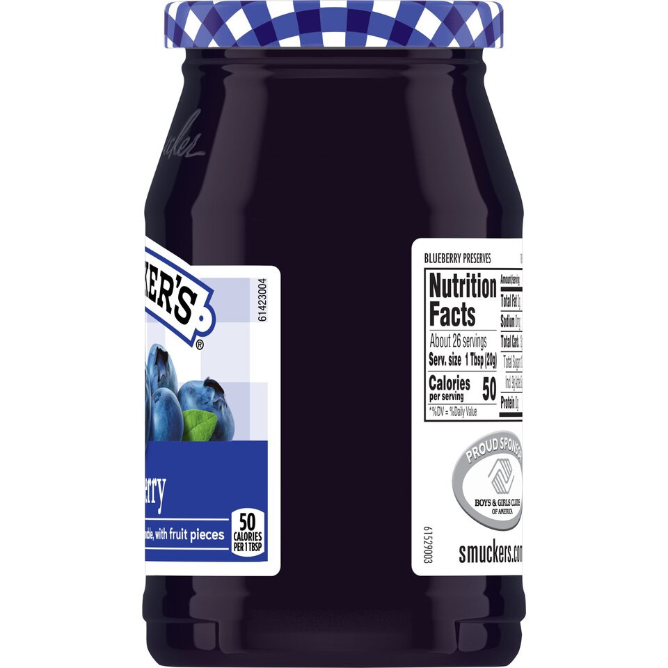 Blueberry Preserves right with packaging
