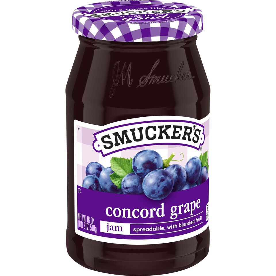Concord Grape Jam front left with packaging