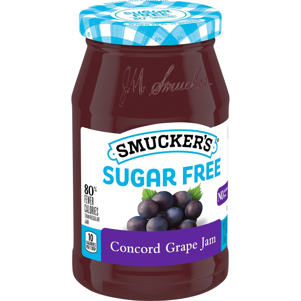 Sugar Free Concord Grape Jam front left with packaging