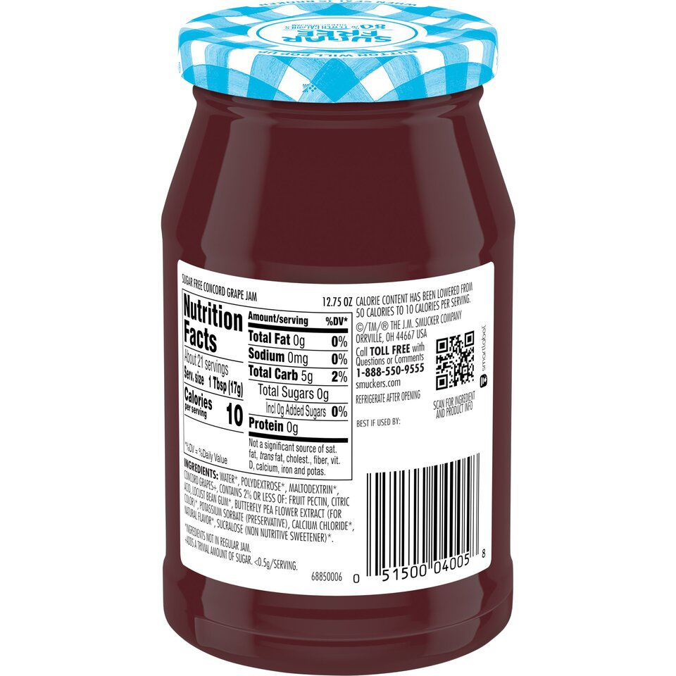 Sugar Free Concord Grape Jam back center with packaging