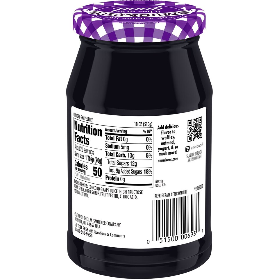 Concord Grape Jelly back center with packaging