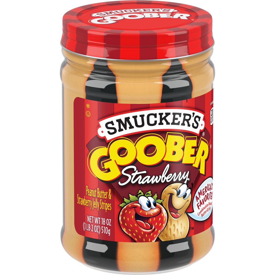 Goober Strawberry® front left with packaging