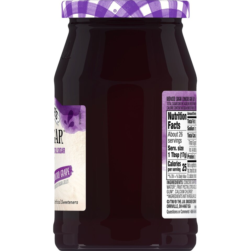 Low Sugar™ Reduced Sugar Concord Grape Jelly right with packaging