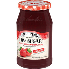 Low Sugar™ Reduced Sugar Strawberry Preserves front right with packaging