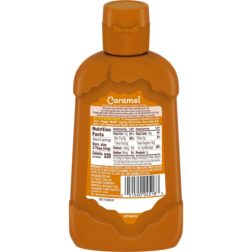 Magic Shell® Caramel Topping back center with packaging
