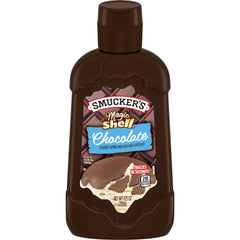 Magic Shell® Chocolate Flavored Topping front center with packaging