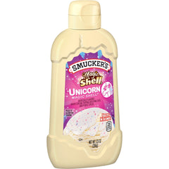Smucker's® Unicorn Magic Shell® Ice Cream Topping front left with packaging