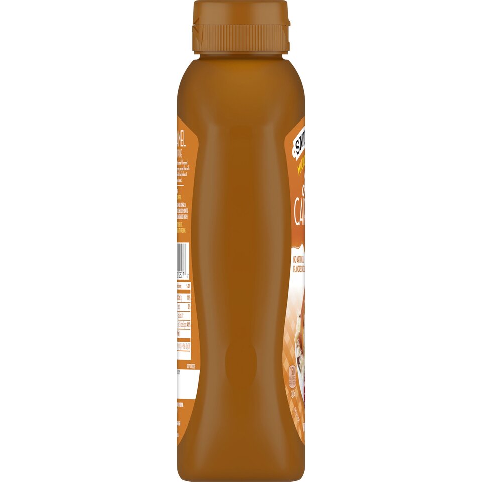 Microwavable Hot Caramel Topping left with packaging