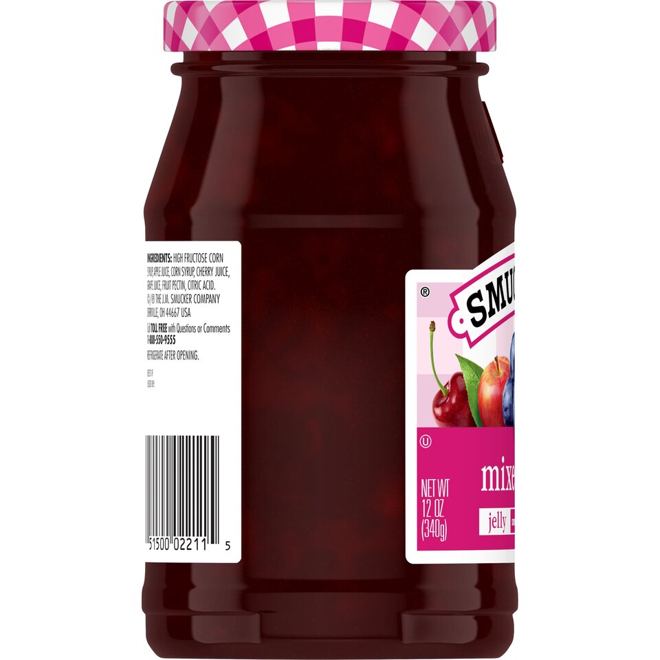 Mixed Fruit Jelly left with packaging