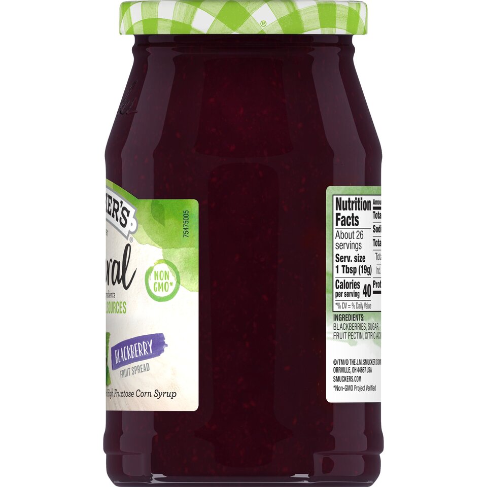 Natural Blackberry Fruit Spread right with packaging