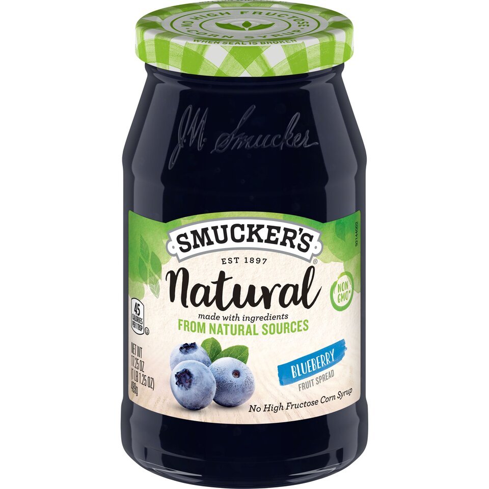 Natural Blueberry Fruit Spread front center with packaging
