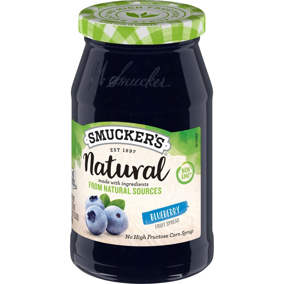 Natural Blueberry Fruit Spread front right with packaging