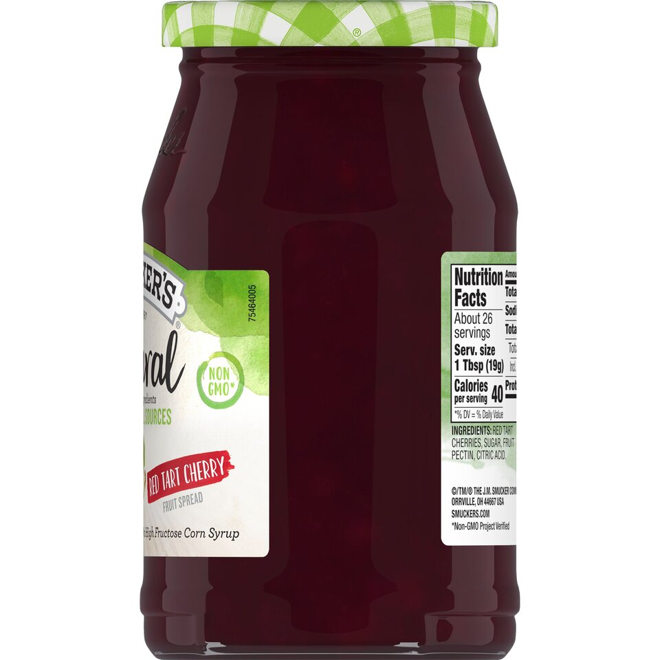 Natural Red Tart Cherry Fruit Spread right with packaging