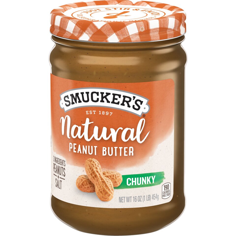 Natural Chunky Peanut Butter front right with packaging