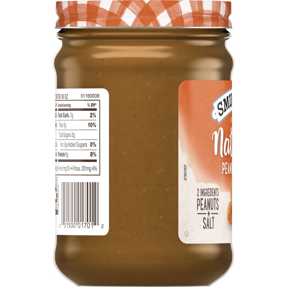 Natural Chunky Peanut Butter left with packaging
