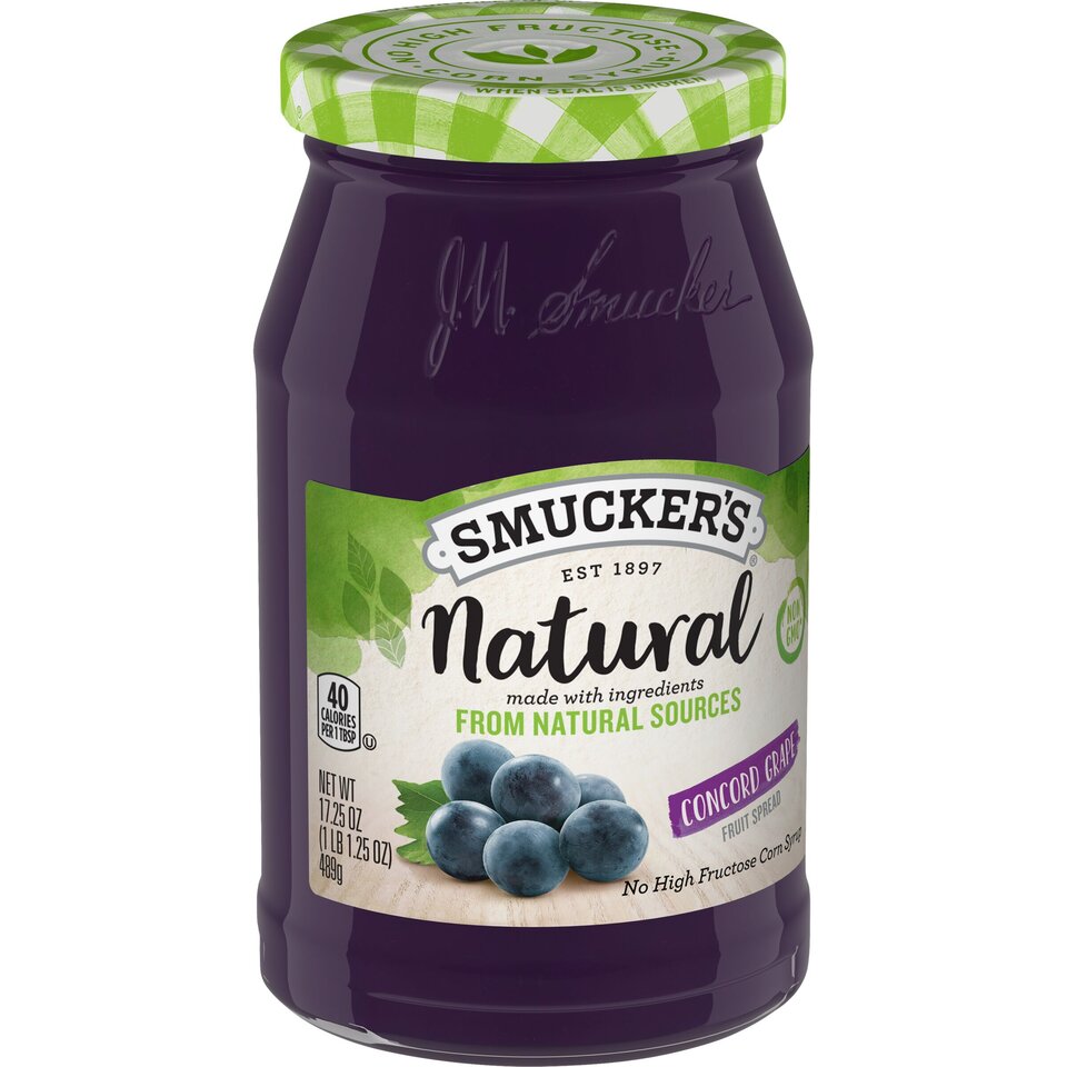 Natural Concord Grape Fruit Spread front left with packaging