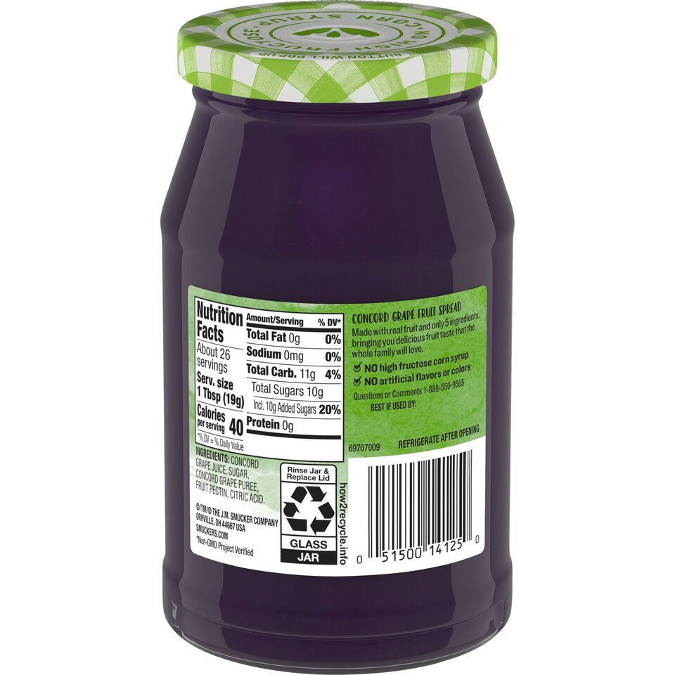 Natural Concord Grape Fruit Spread back center with packaging