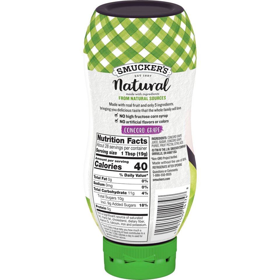 Smucker's® Natural Concord Grape Squeezable Fruit Spread back center with packaging