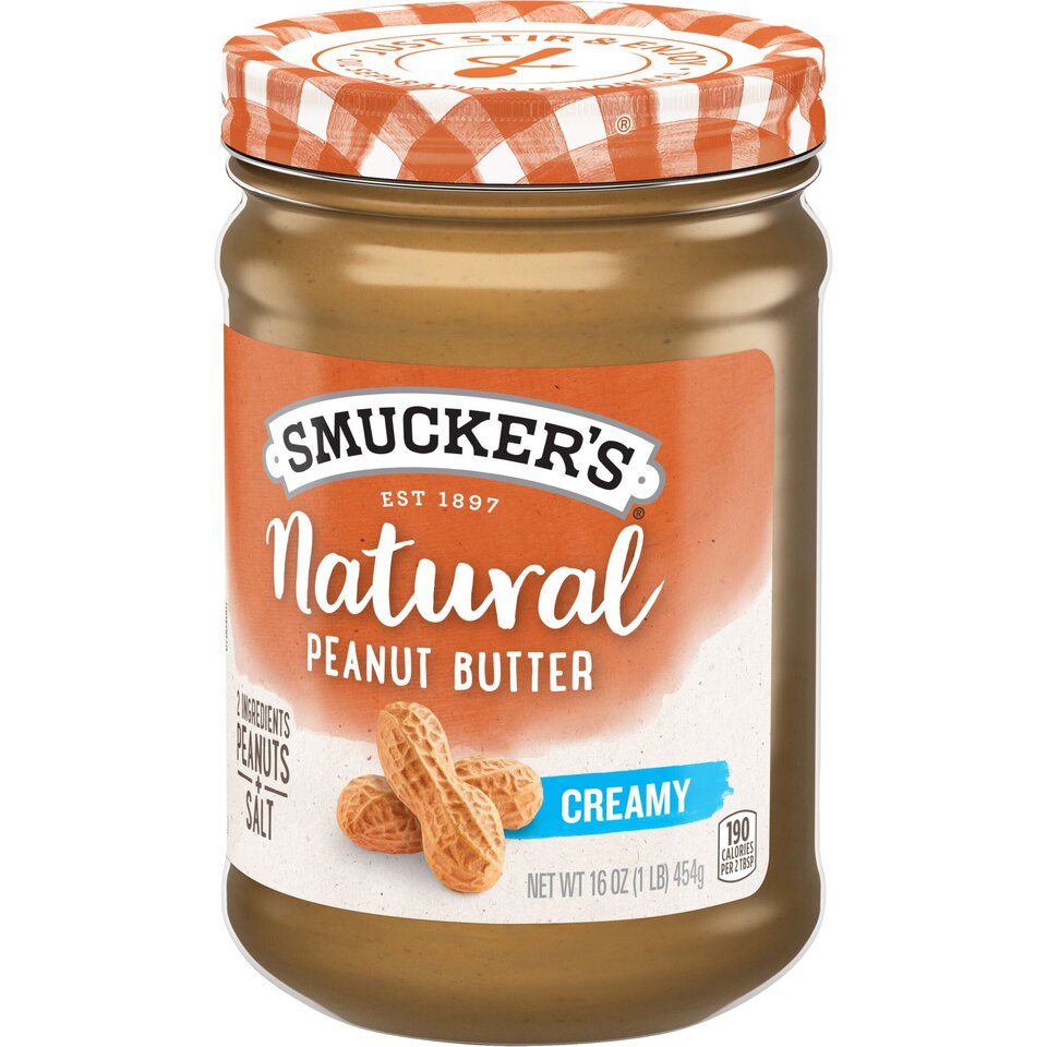 Natural Creamy Peanut Butter front right with packaging