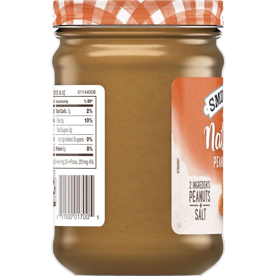 Natural Creamy Peanut Butter left with packaging