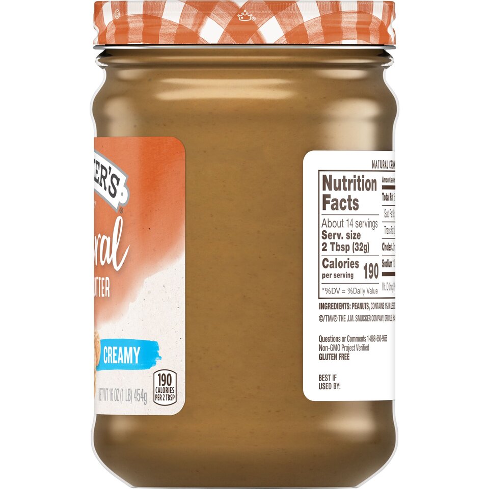 Natural Creamy Peanut Butter right with packaging