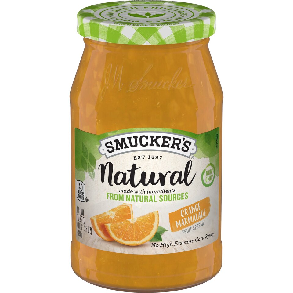 Natural Orange Marmalade Fruit Spread front center with packaging