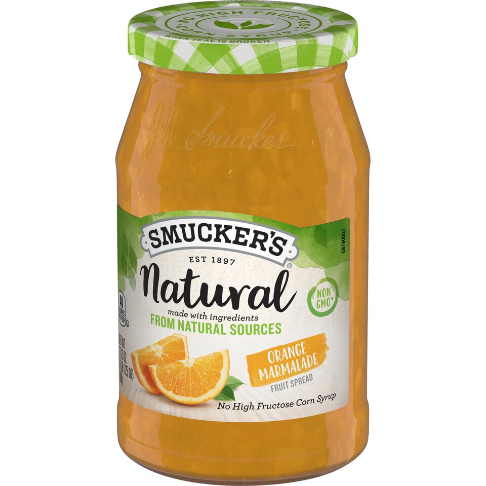 Natural Orange Marmalade Fruit Spread front right with packaging