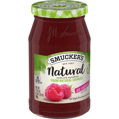 Natural Red Raspberry Fruit Spread front left with packaging