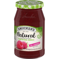 Natural Red Raspberry Fruit Spread front right with packaging