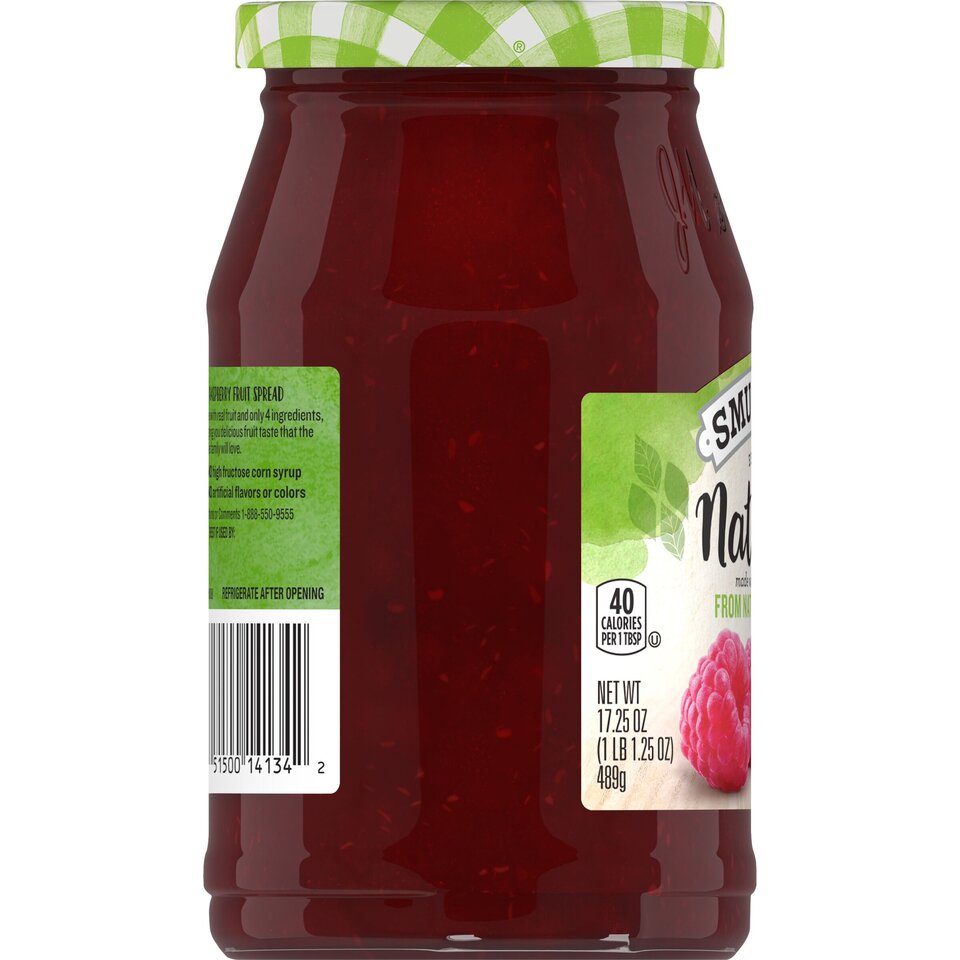 Natural Red Raspberry Fruit Spread left with packaging