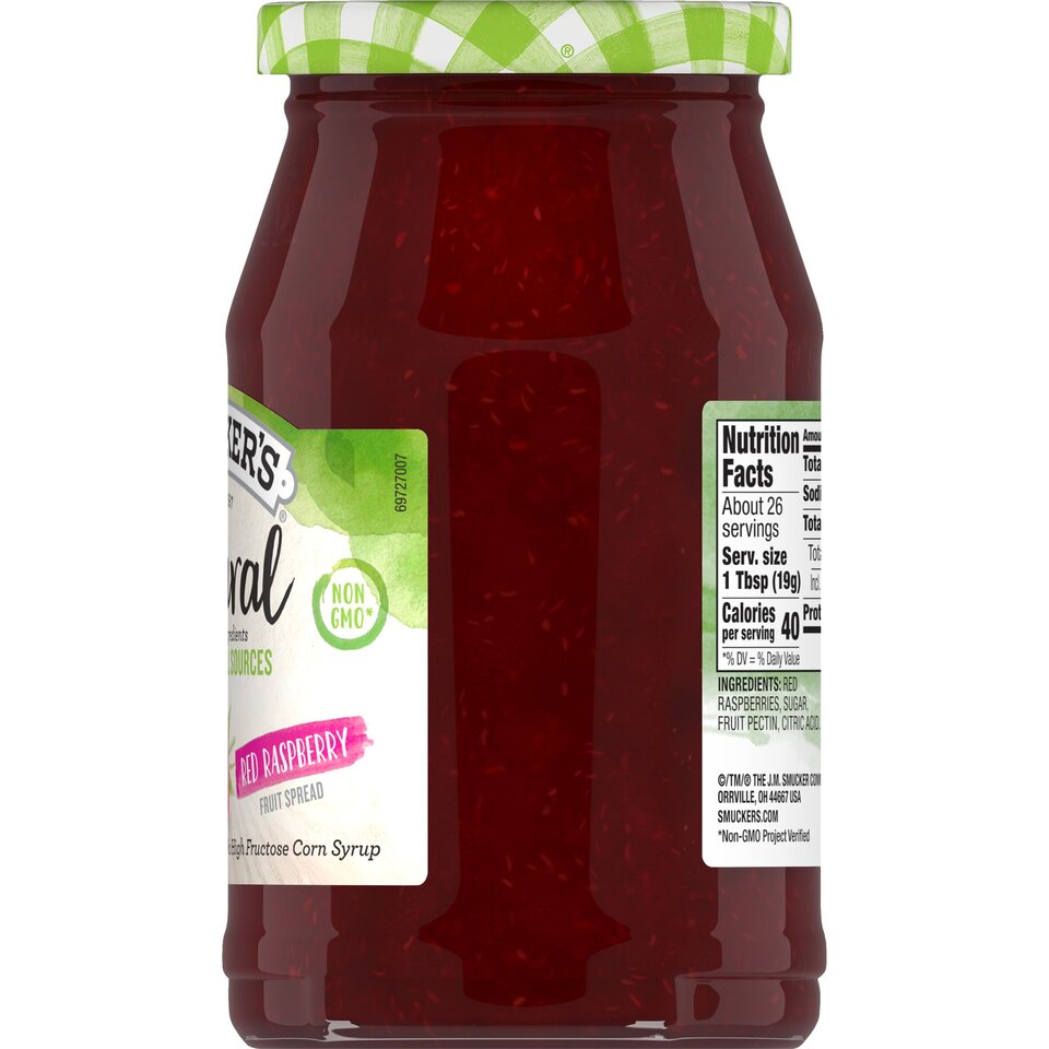 Natural Red Raspberry Fruit Spread right with packaging