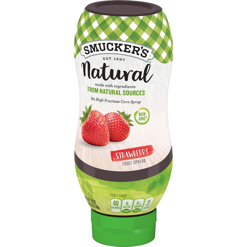 Smucker's® Natural Strawberry Squeezable Fruit Spread front right with packaging