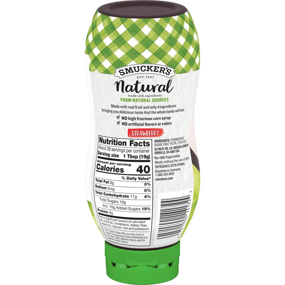 Smucker's® Natural Strawberry Squeezable Fruit Spread back center with packaging