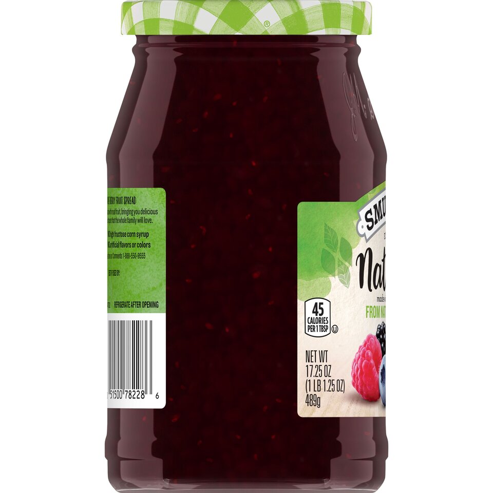 Natural Triple Berry Fruit Spread left with packaging