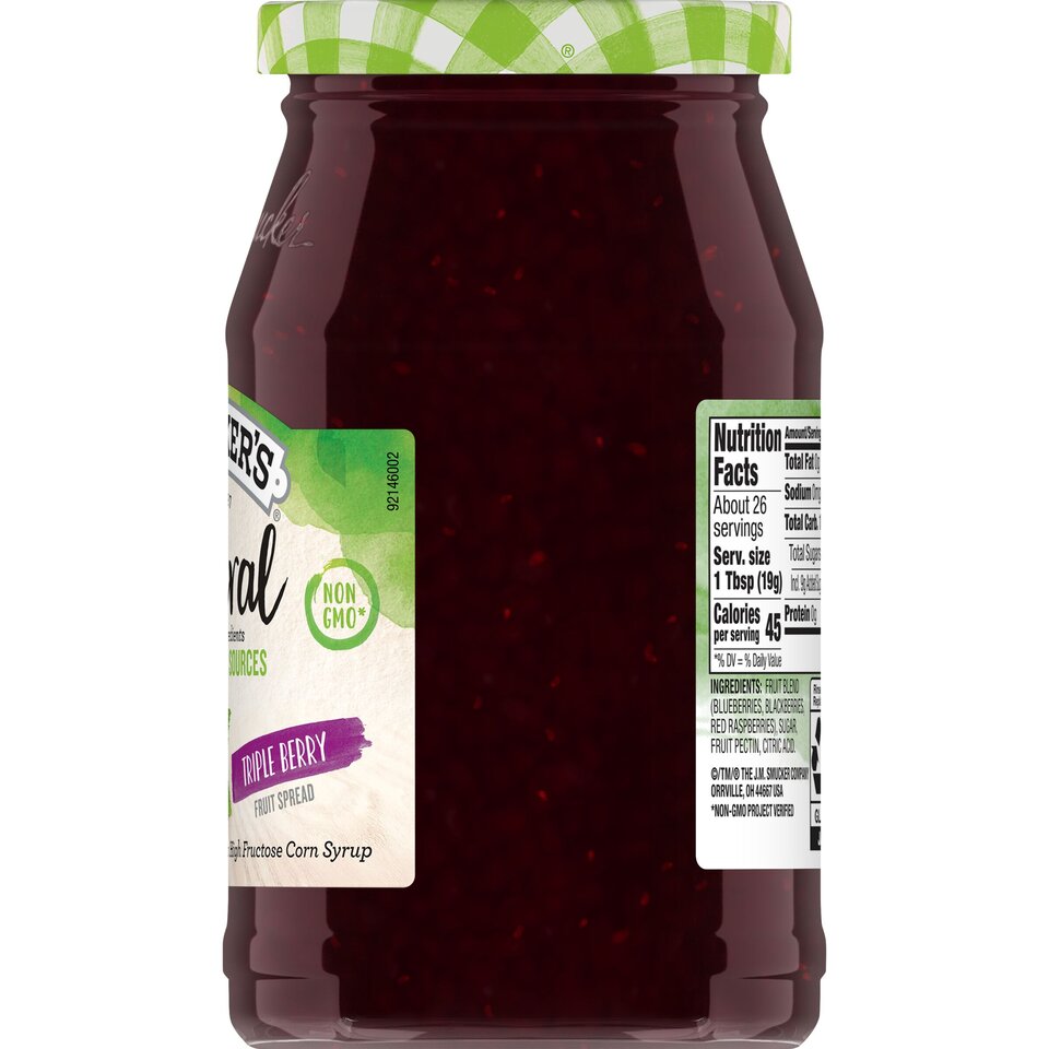 Natural Triple Berry Fruit Spread right with packaging