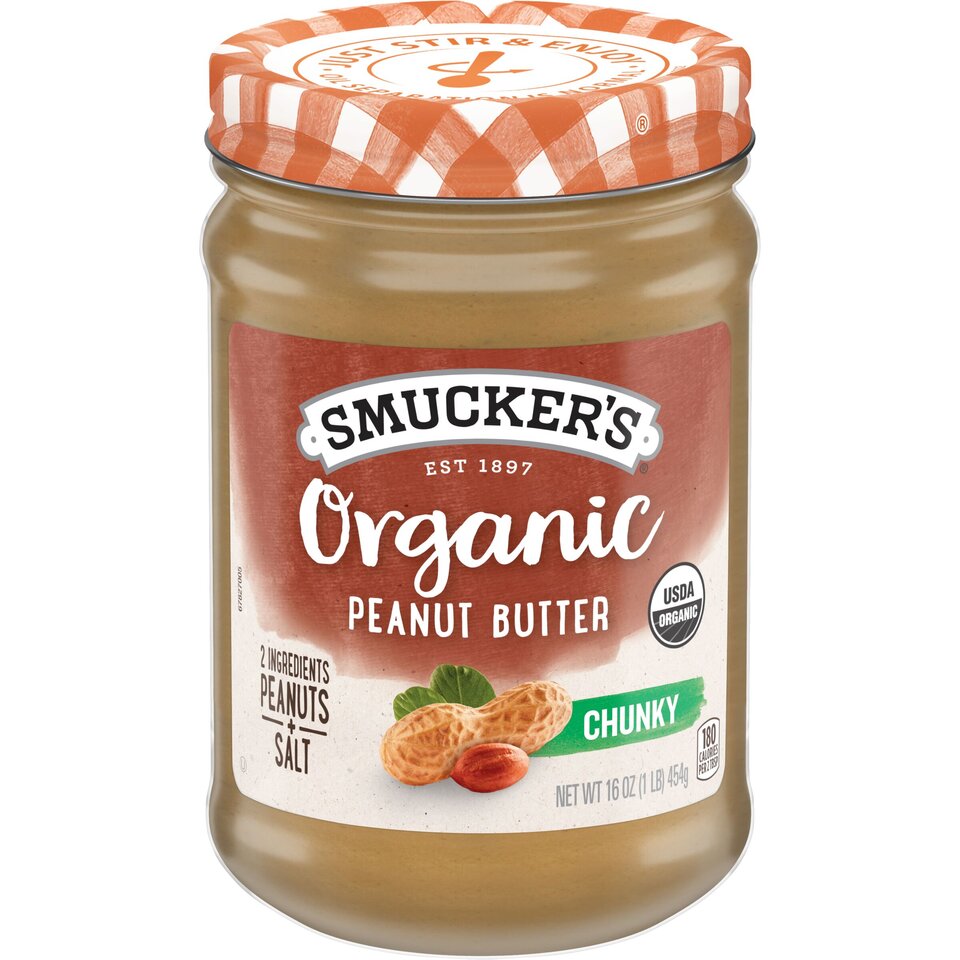 Organic Chunky Peanut Butter front center with packaging