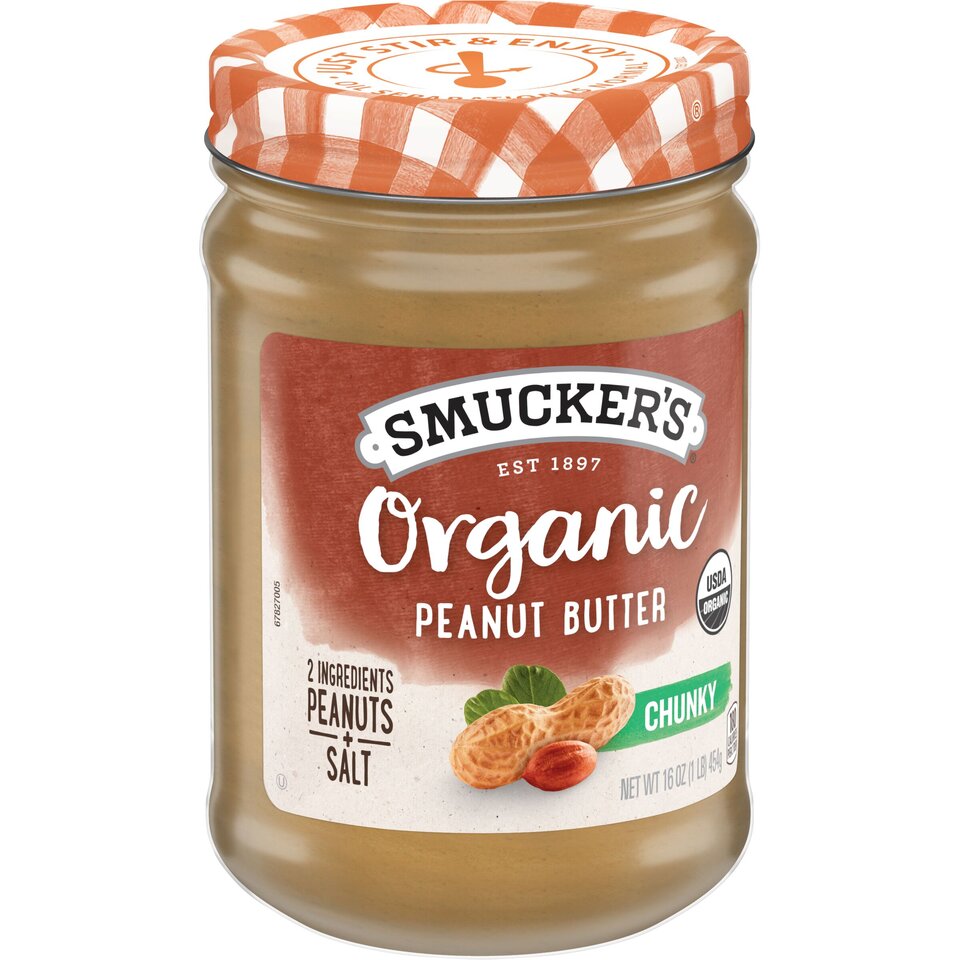 Organic Chunky Peanut Butter front left with packaging