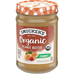 Organic Chunky Peanut Butter front right with packaging